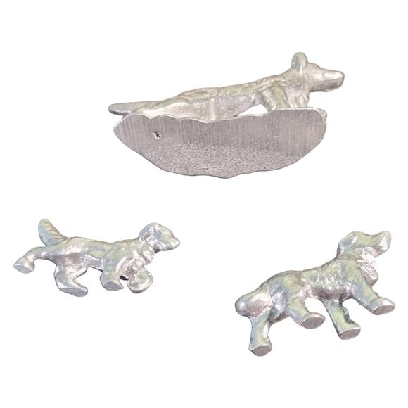 Vintage Cast Aluminum Dog and Puppies Sculpture 5" English Setter Labrador Gift - Picture 3 of 4